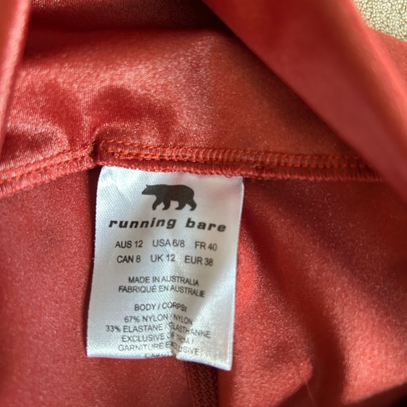 Running Bare Crystal Studio Ab-Tastic Bike Tights 9" in Sleek Rust.  Size 6/8 - Picture 7 of 7